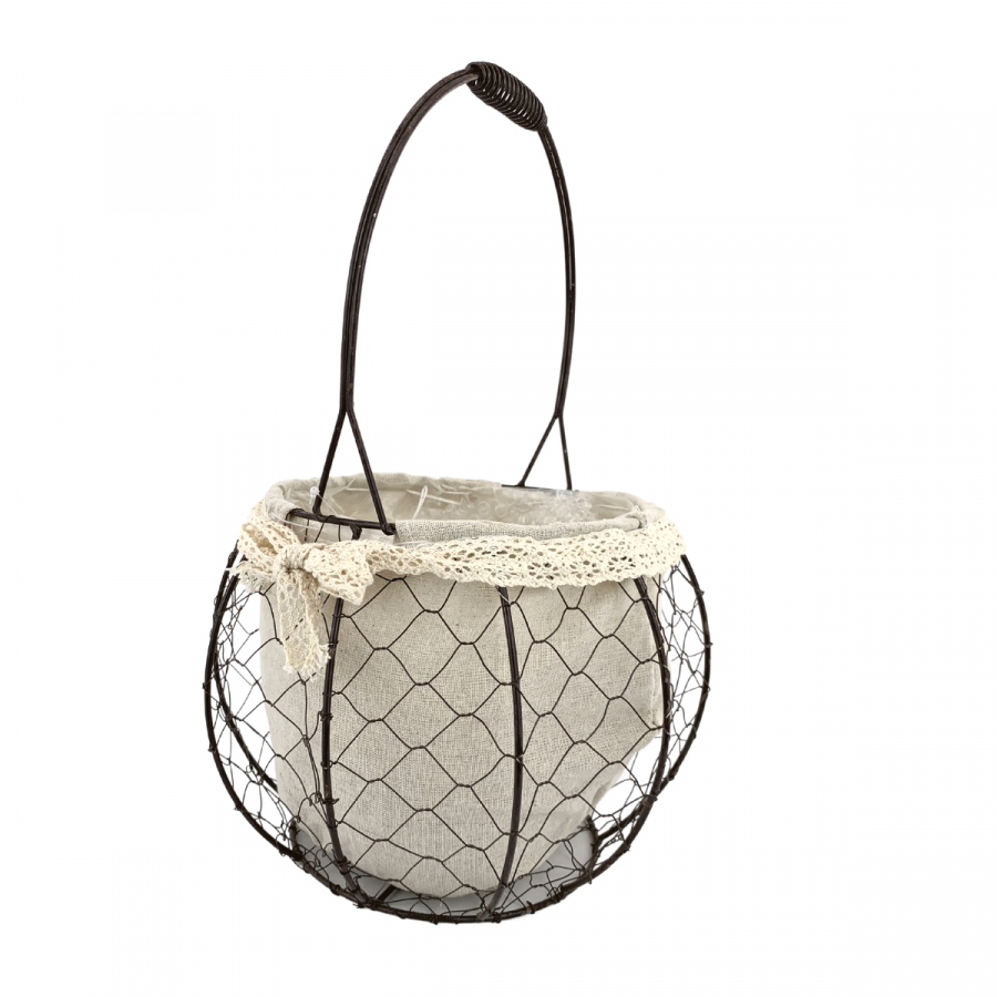 Canasta lino/hierro, Ø27cm