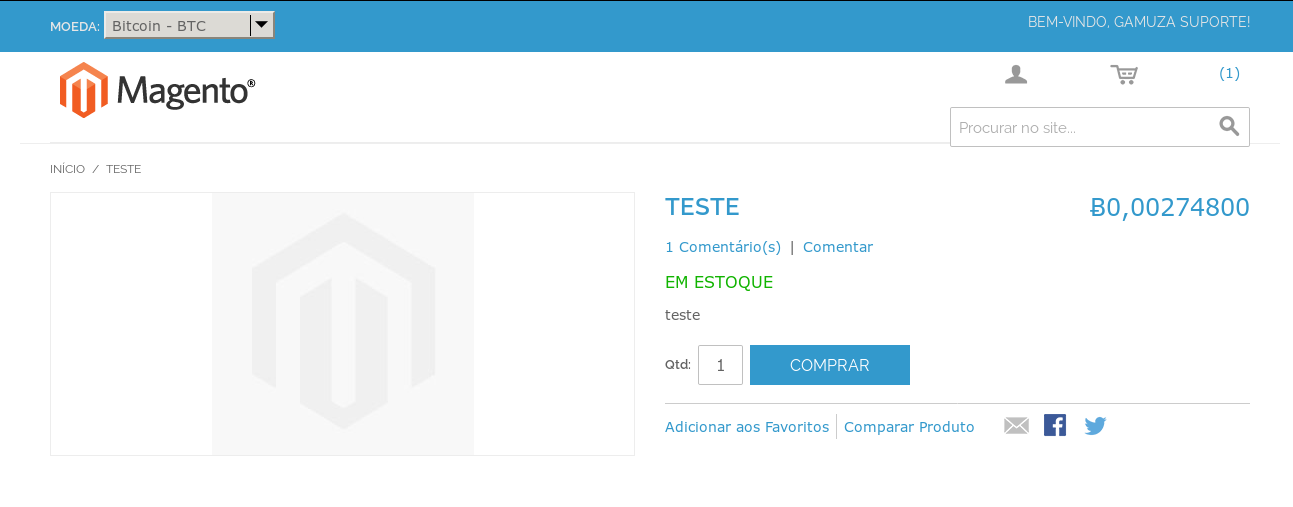 Gamuza Blockchain - Magento - Exibindo preços dos produtos em Bitcoin na loja