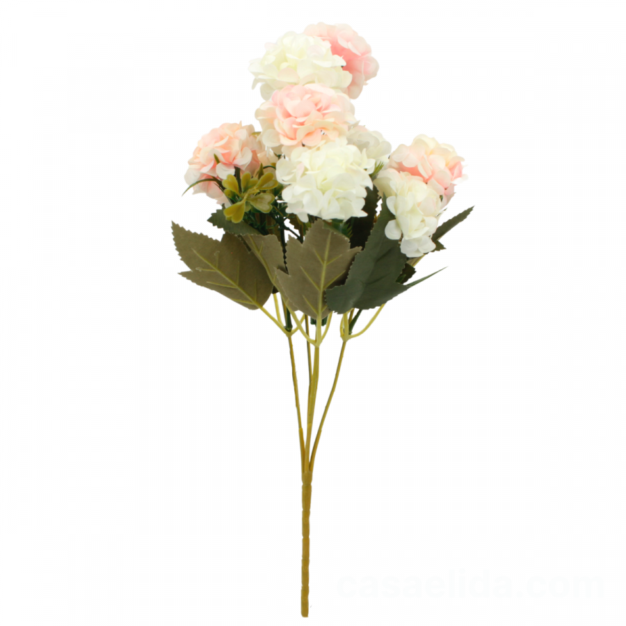 Hortencia artificial rosado, blanco, 30cm