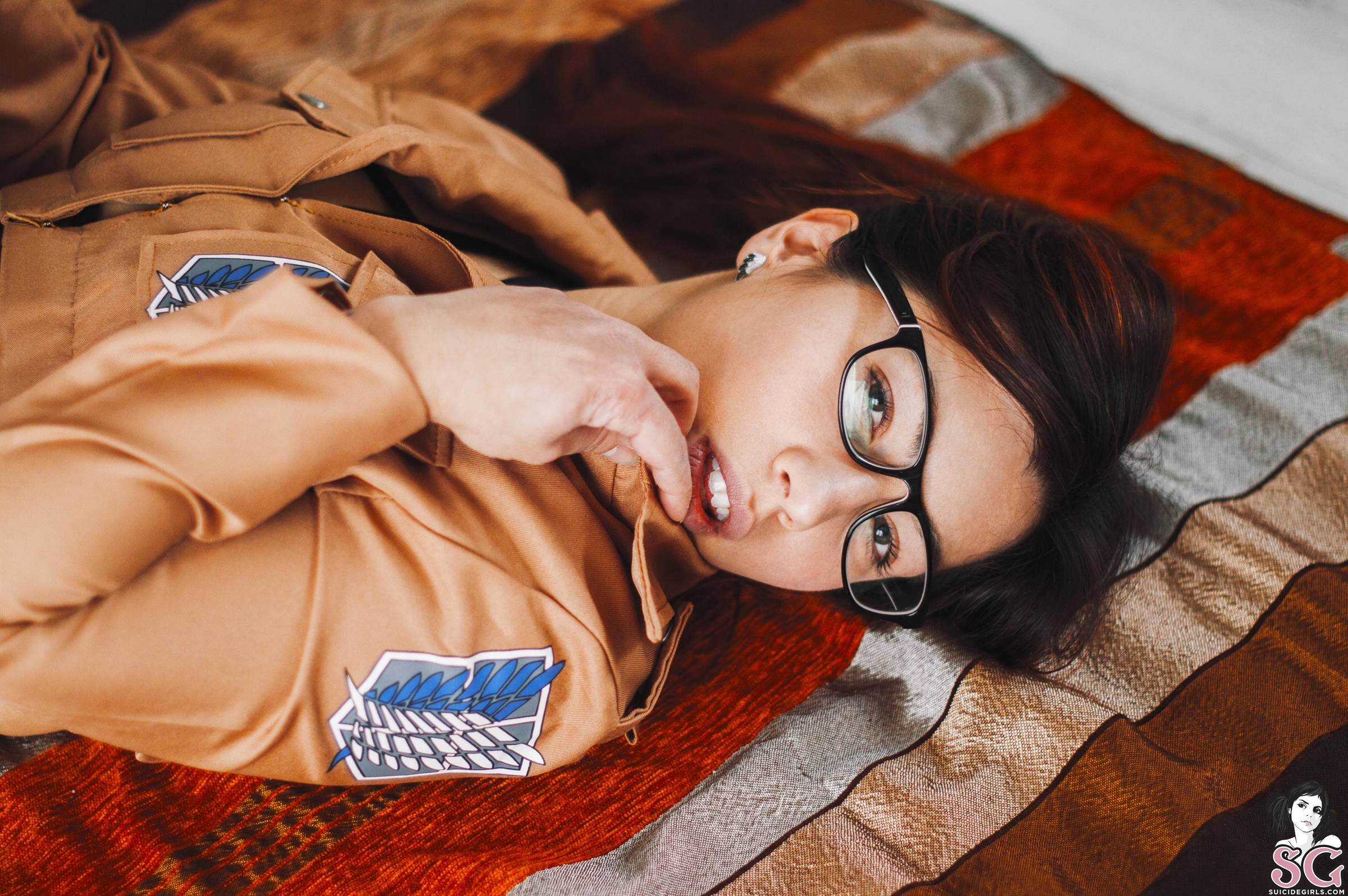 Wallpaper Attack On Titan 164 women, model, Suicide Girls, cosplay, Hanji Zoe, glasses, open mouth, Livay SG, Shingeki no Kyojin, brunette, women with glasses