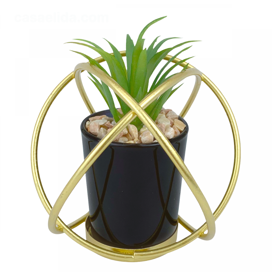 Planta artificial con maceta 12x11cm, acero/cerámica