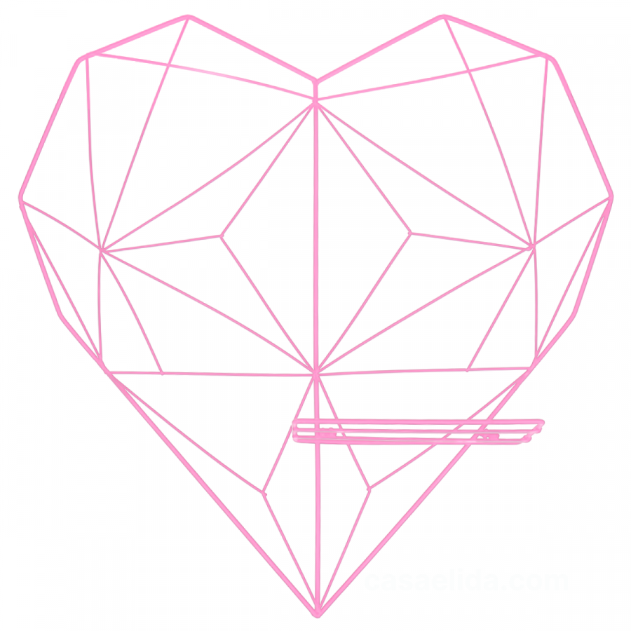 Marco de fotos corazón rosado, 51x50cm, acero