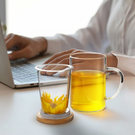 Taza de vidrio con infusor borosilicato, 400ml