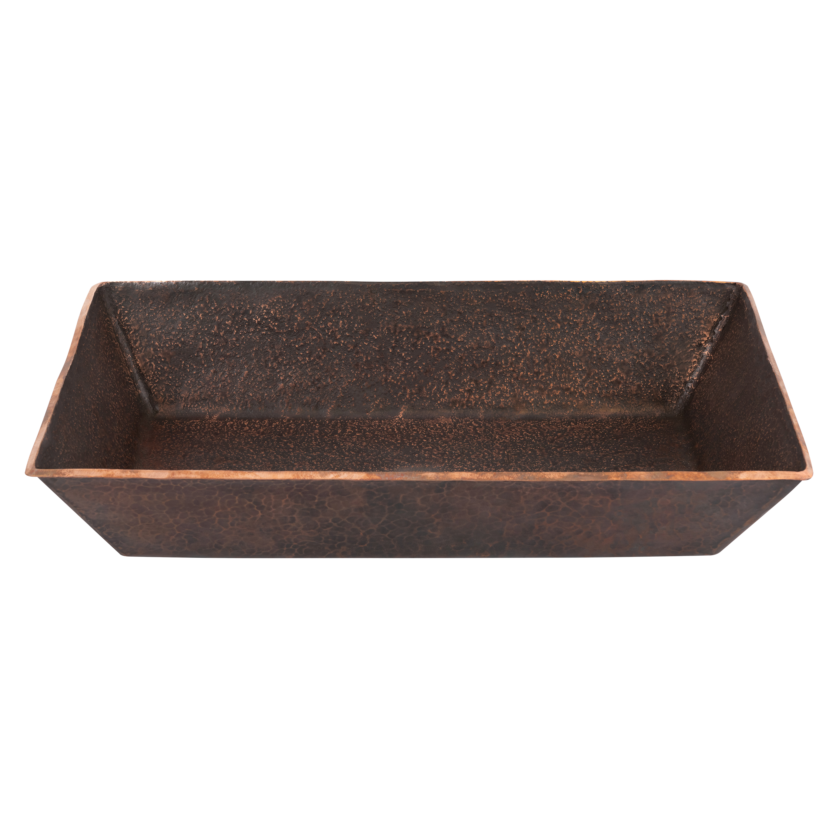 Premier Copper Products 20" x 12" Rectangle Vessel - Above Counter Terra Firma Copper Bathroom Sink, Dark Brown, 10 Gauge, TFVREC20DB