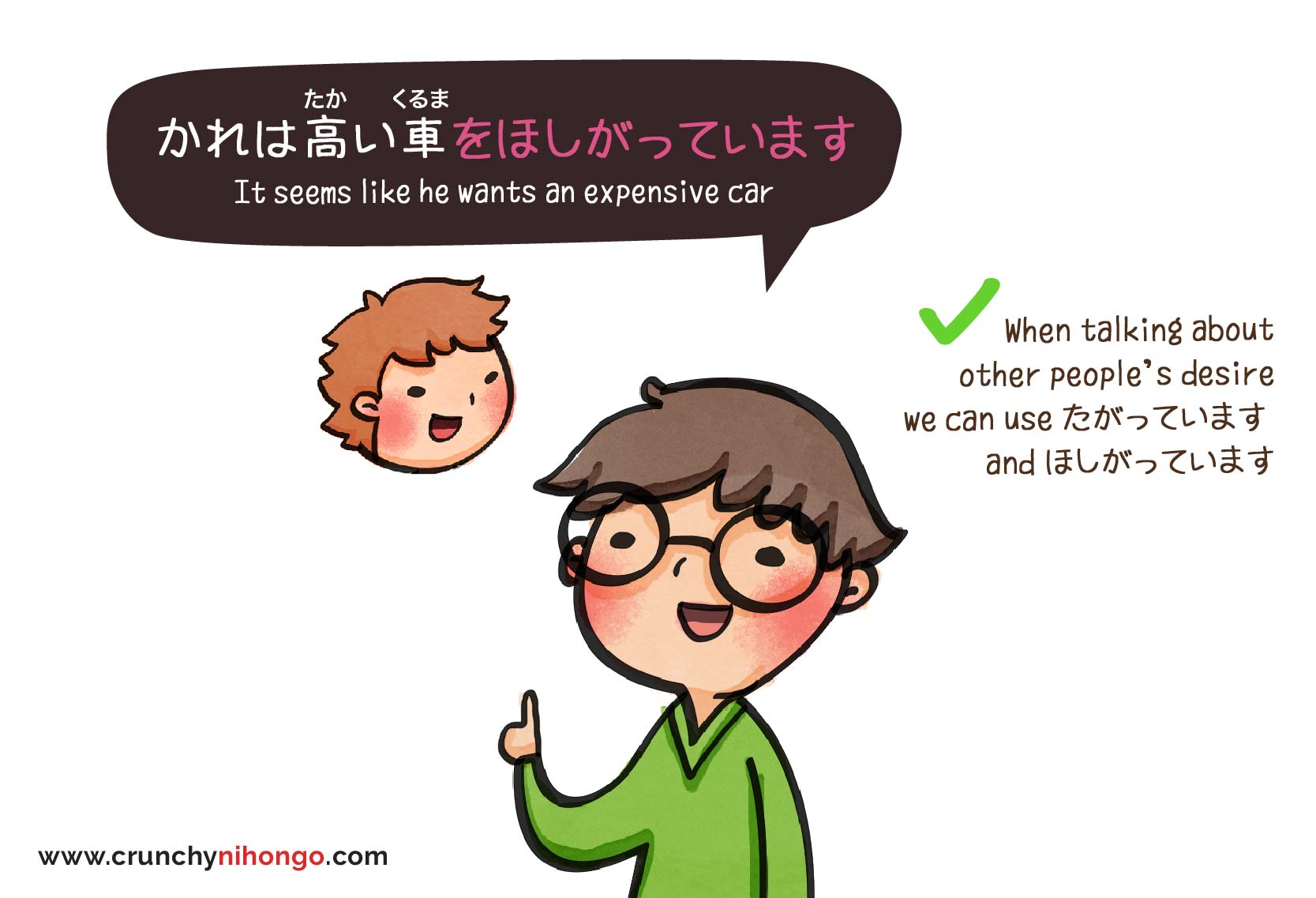 Expressing desire in Japanese using たい and ほしい Crunchy Nihongo [Old