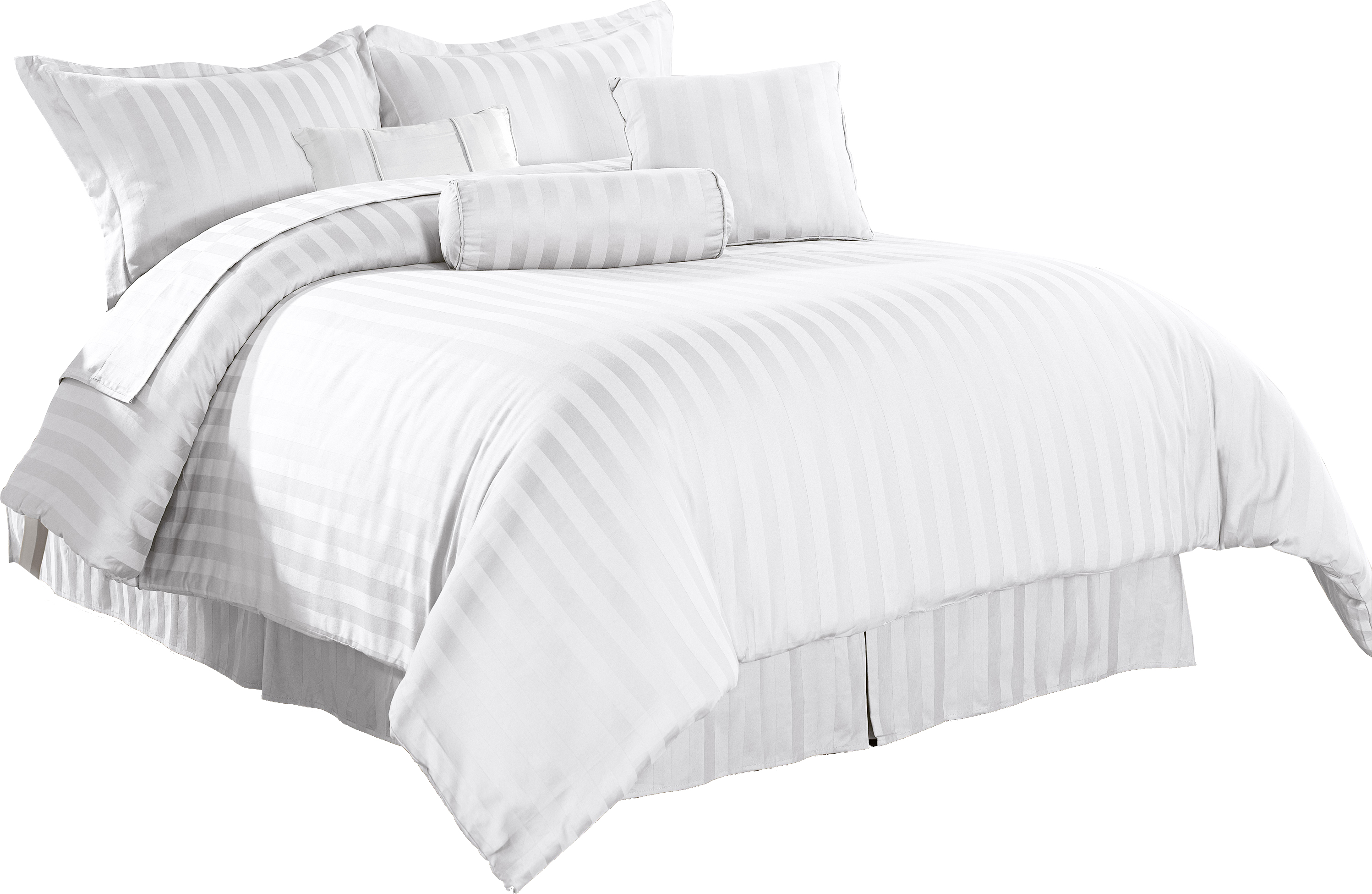 Calico 7pc KING Size Comforter Set White Damask Stripe 100 ...