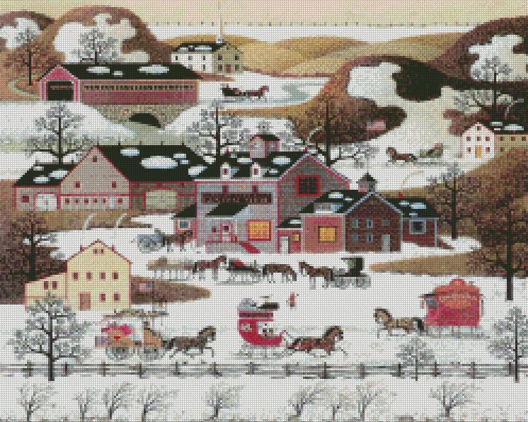 Charles Wysocki cross-stitch - Gifts, Antiques and Cakes