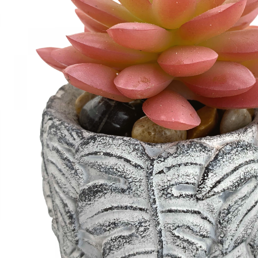 Suculenta artificial + maceta graptosedum, rojo, 12cm