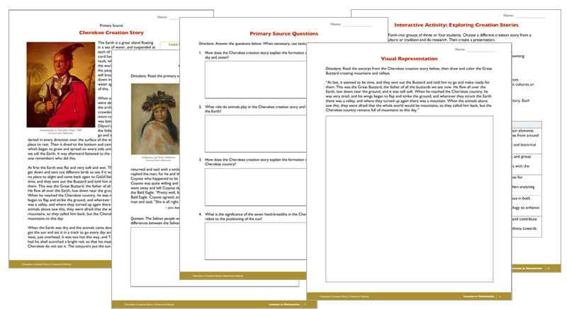 Cherokee primary source activity for middle school history teachers