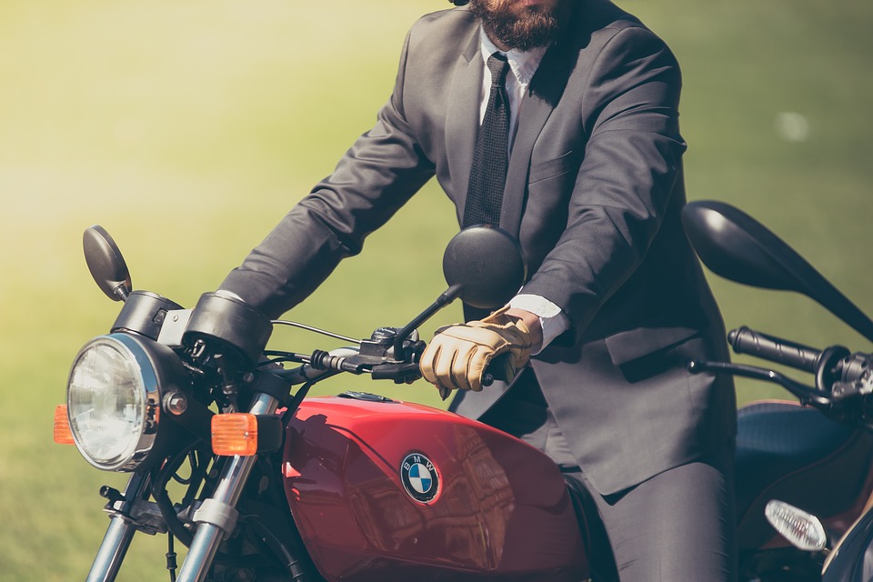 Biker in suit