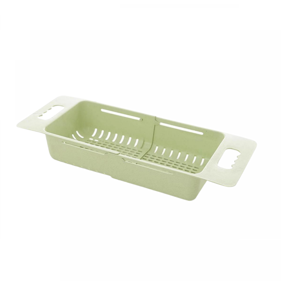 Escurridor retráctil para frutas y verduras verde, 8x48x19cm