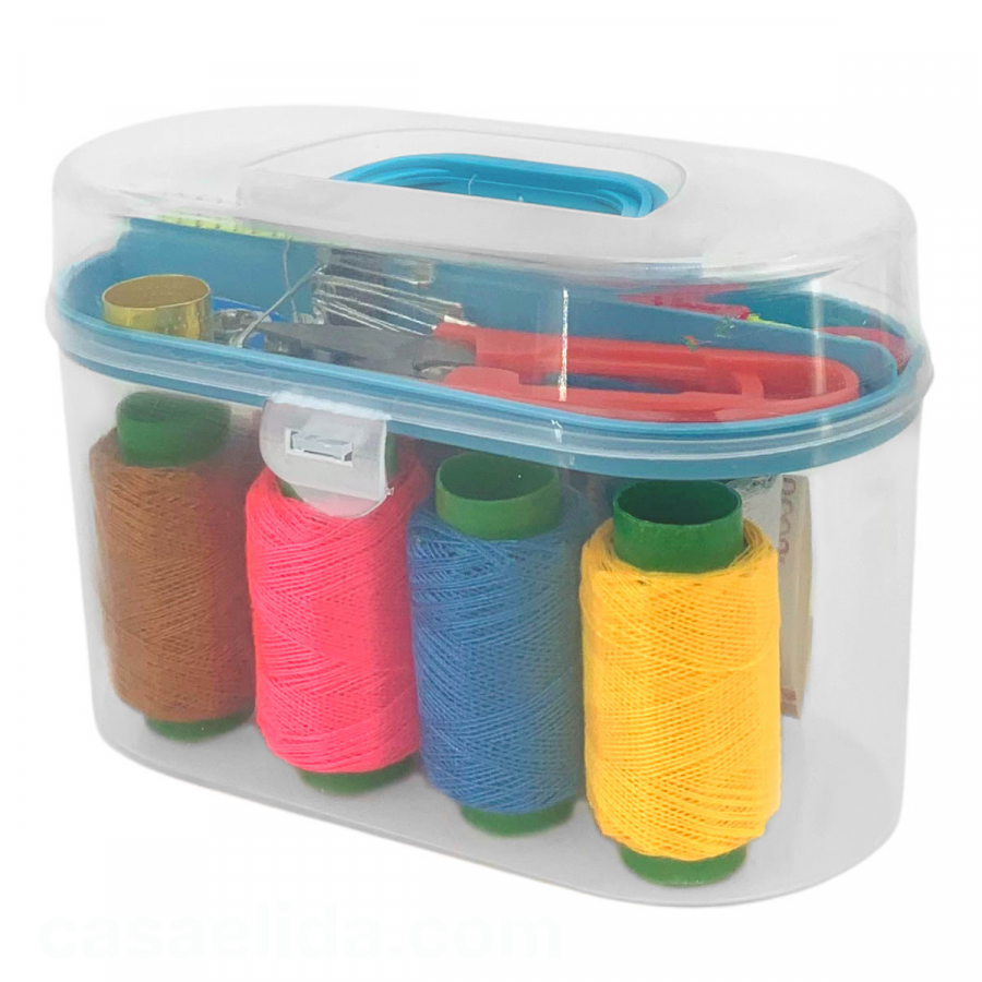 Kit de costura celeste, 9x14.5x8.5cm