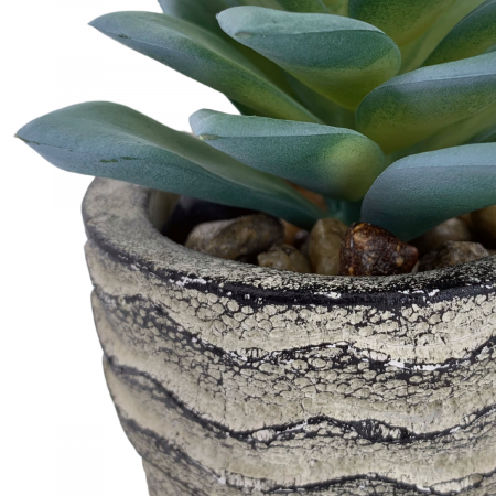 Suculenta artificial + maceta longifolia, verde, 12cm