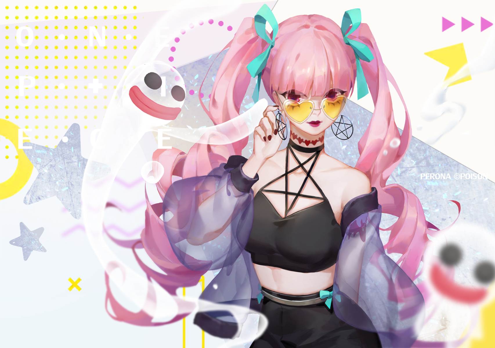 Wallpaper One Piece 95 One Piece, twintails, pink hair, glasses, Perona, long hair, anime, anime girls, shades