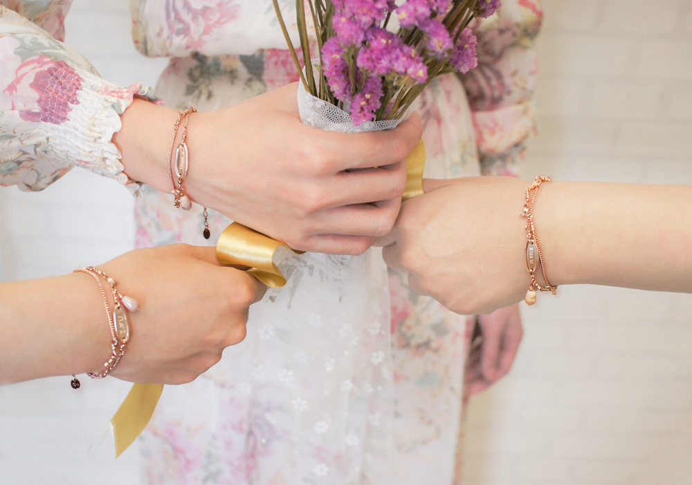3 into the group bridesmaid bracelet*rose pink opal happiness happiness*customized lettering * girlfriend gift - Bracelets - Gemstone