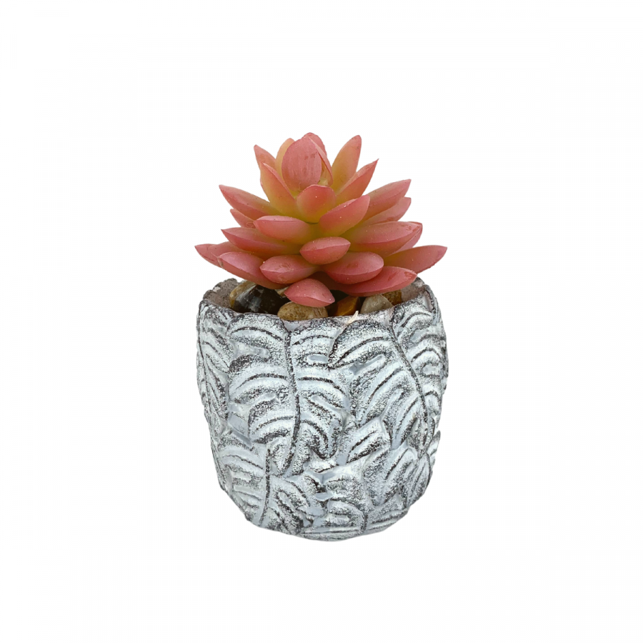 Suculenta artificial + maceta graptosedum, rojo, 12cm