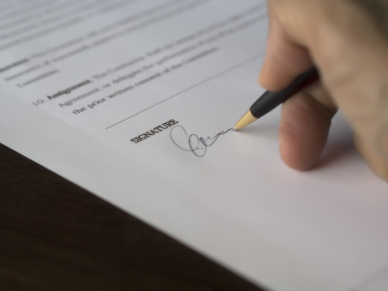 Sign on the dotted line, contract signature