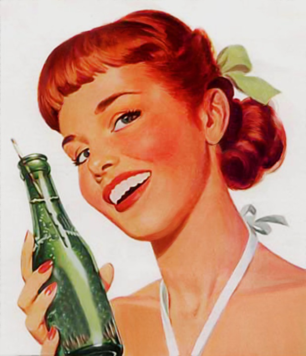 Vintage girl with soda