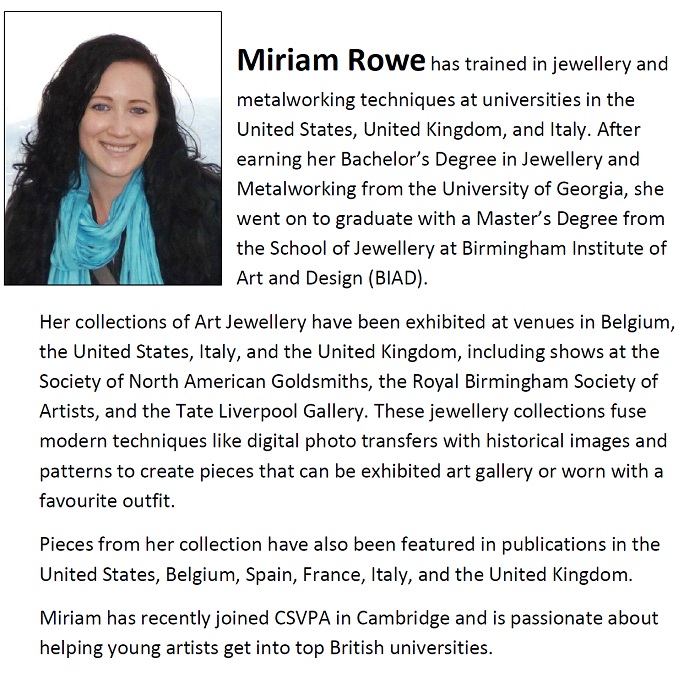 「劍橋視覺&表演藝術學校」(Cambridge School of Visual&Performing Arts) 代表Ms.Miriam Rowe