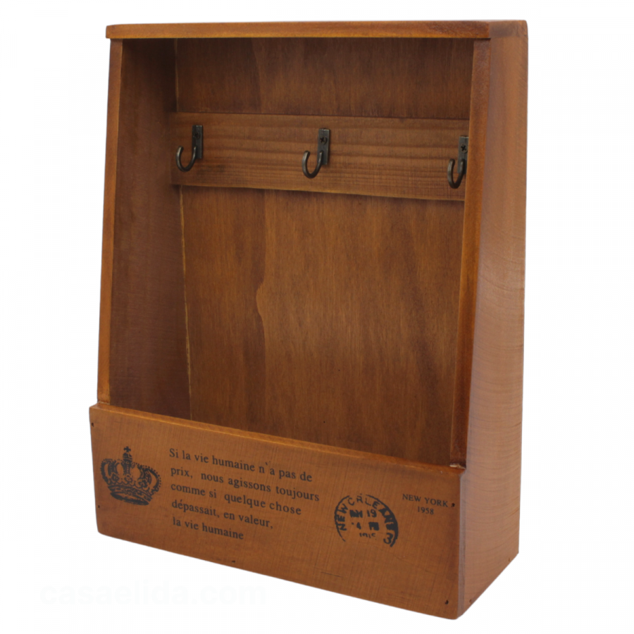 Organizador de llaves vintage 28x22x8.5cm, madera