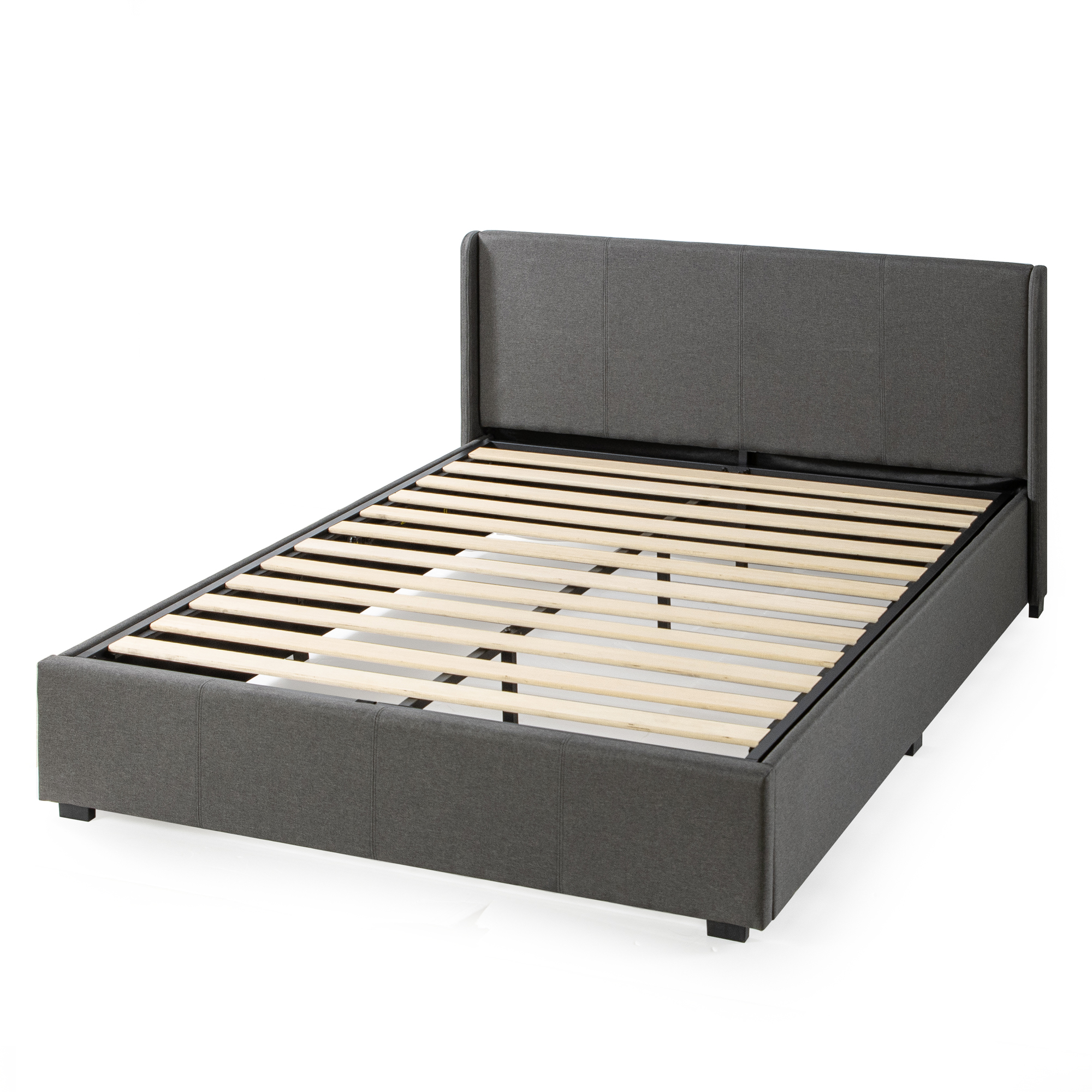 Zinus Bed Frame Queen Double Size Fabric Gas Lift Dark Grey Storage Base - Picture 13 of 17