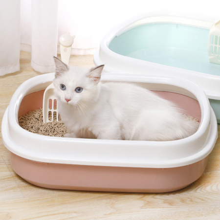 Arenero para gato rosado/blanco, 13x47x39cm