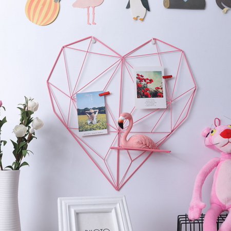 Marco de fotos corazón rosado, 51x50cm, acero