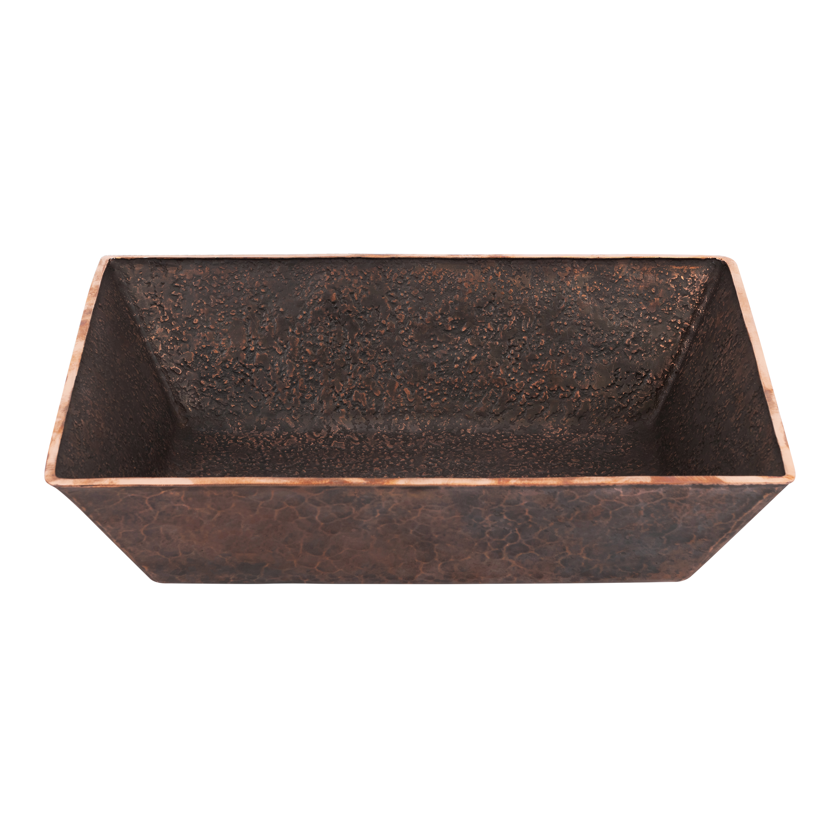 Premier Copper Products 15" x 11" Rectangle Vessel - Above Counter Terra Firma Copper Bathroom Sink, Dark Brown, 10 Gauge, TFVREC15DB