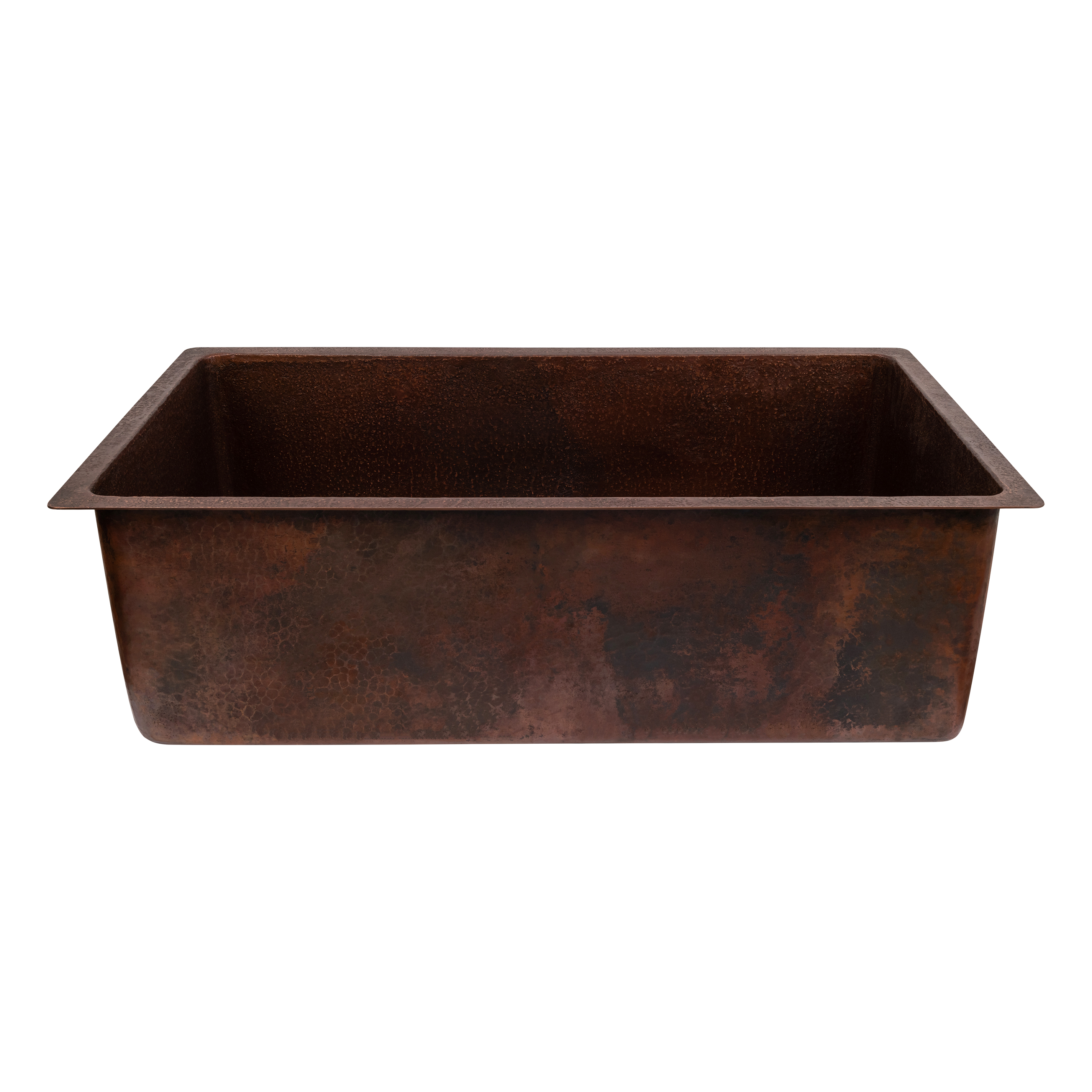 Premier Copper Products 33" Dual - Undermount or Drop In Terra Firma Copper Kitchen Sink, Dark Brown, 10 Gauge, TFKSDB331910