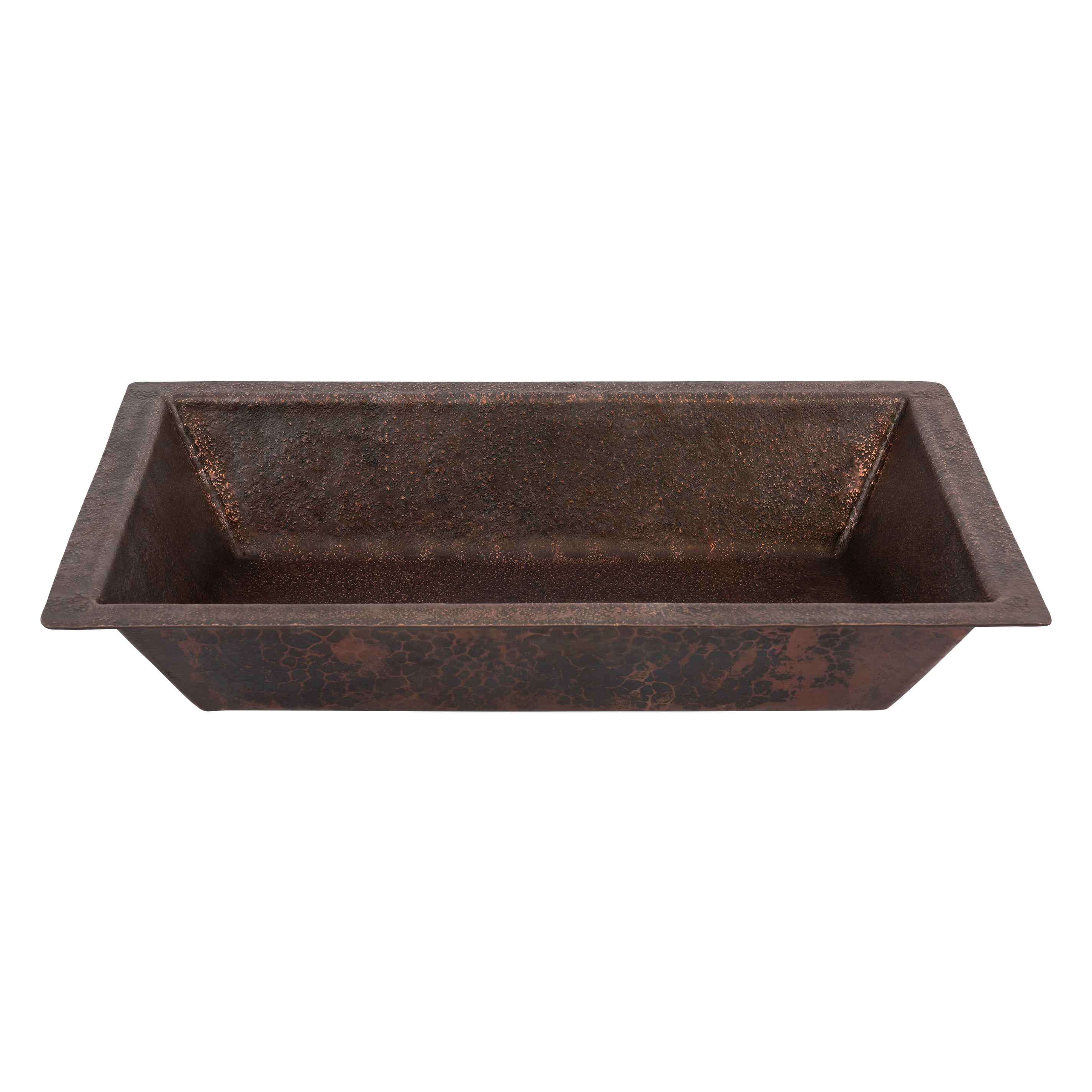 Premier Copper Products 22" x 14" Rectangle Dual - Undermount or Drop In Terra Firma Copper Bathroom Sink, Dark Brown, 10 Gauge, TFLREC22DB