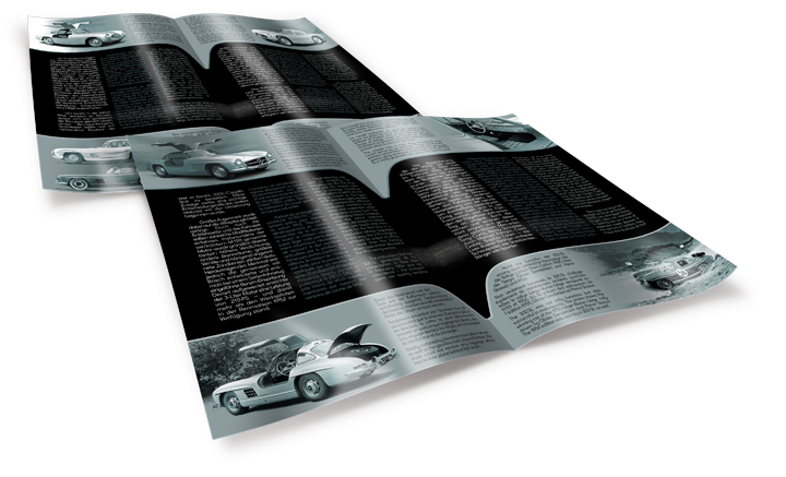 4 pages issues du livret consacré à la Mercedes-Benz 300 SL. ➜ Cliquez pour afficher en HD