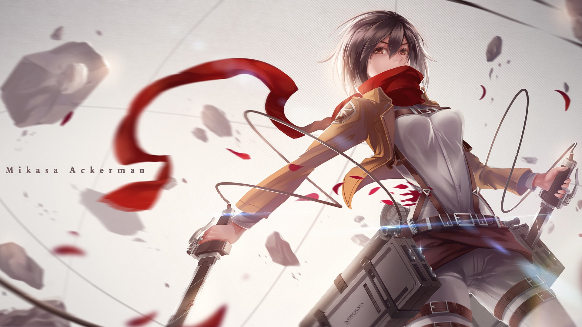 Wallpaper Attack On Titan 361 Mikasa Ackerman, anime girls, anime, girls with swords, brunette, boobs, Shingeki no Kyojin