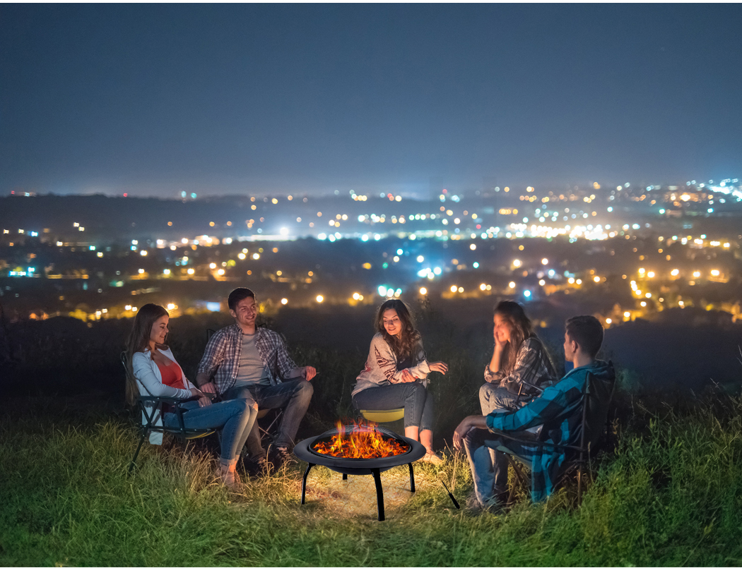 22" 30" Fire Pit BBQ Grill Pits Outdoor Portable Fireplace Garden Patio Heater - Picture 32 of 33