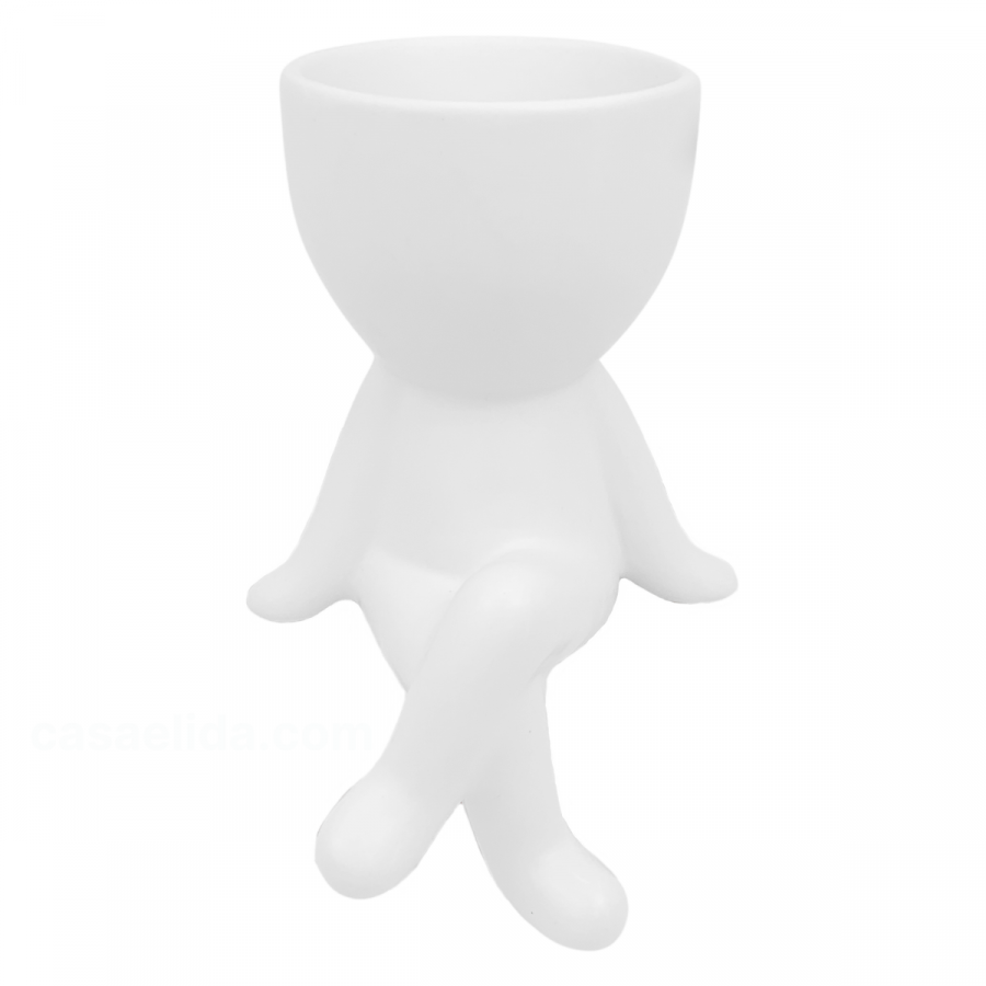 Maceta decorativa blanco, 13.5cm, cerámica
