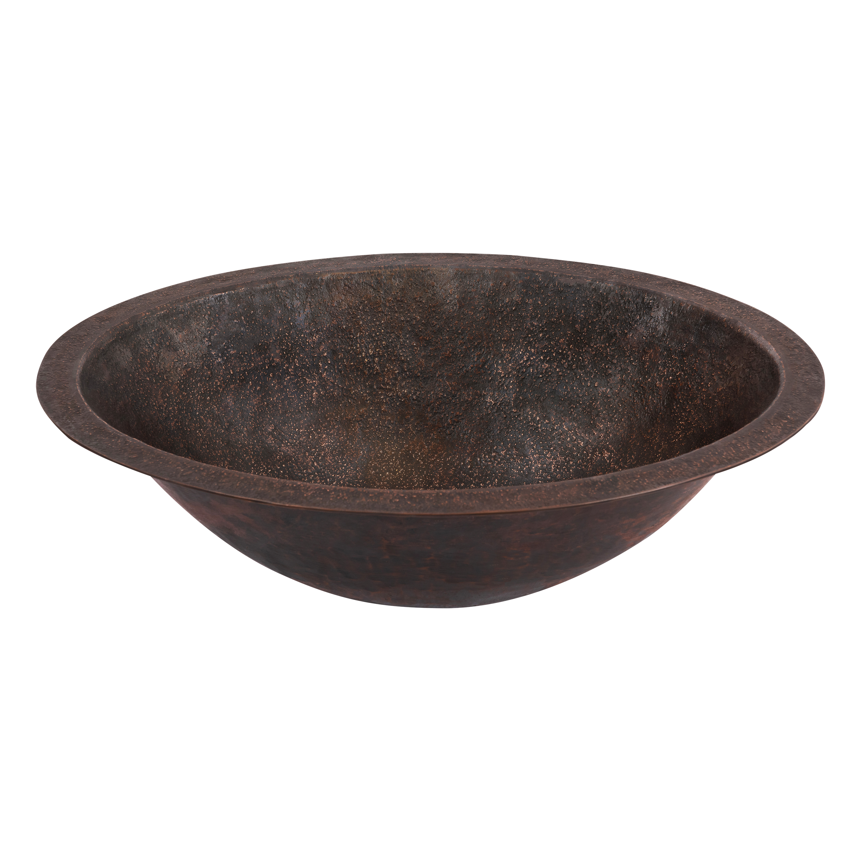 Premier Copper Products 19" x 14" Oval Dual - Undermount or Drop In Terra Firma Copper Bathroom Sink, Dark Brown, 10 Gauge, TFLO19FDB