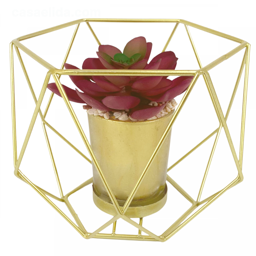 Planta artificial con maceta 11.5x15cm, acero/cerámica