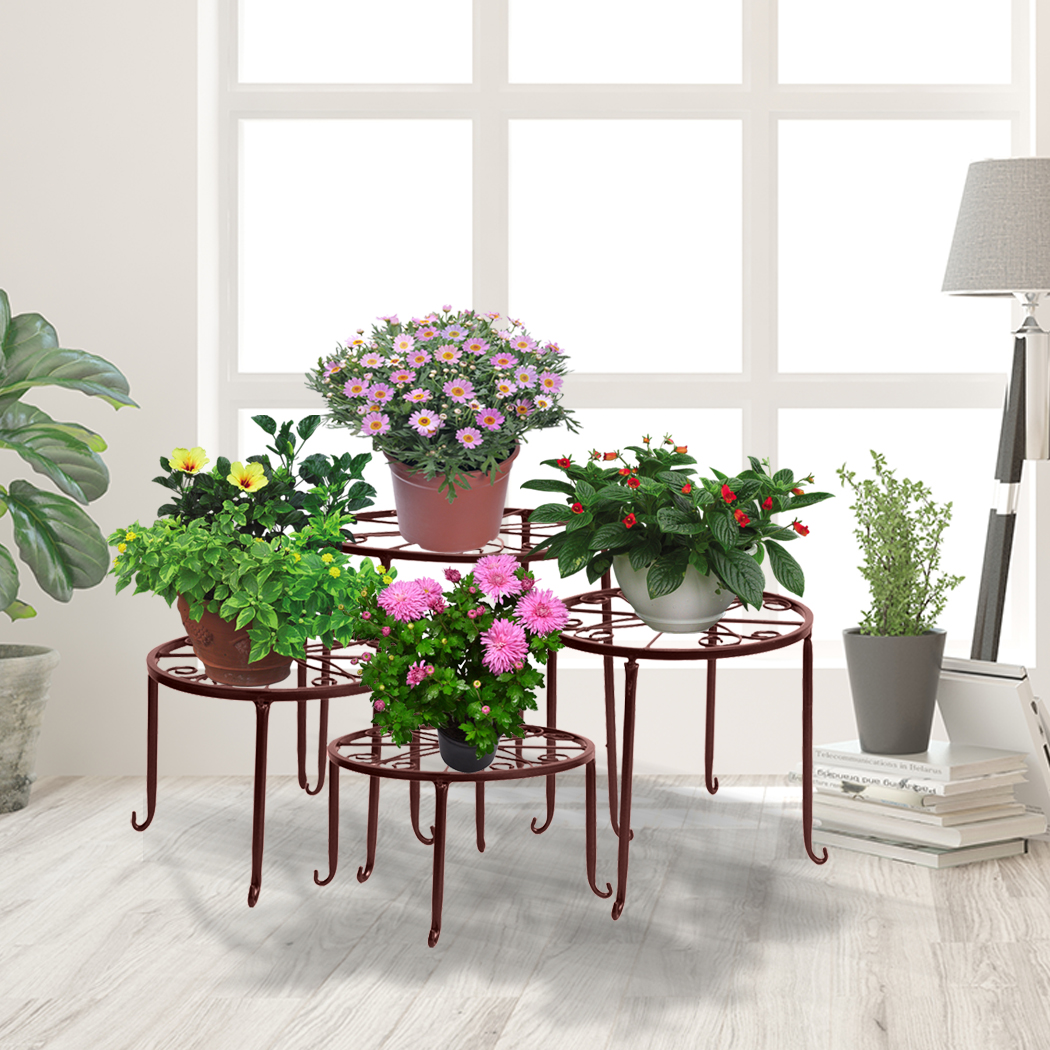Levede Plant Stand Outdoor Indoor Metal Flower Pots Rack Corner Planter Shelf