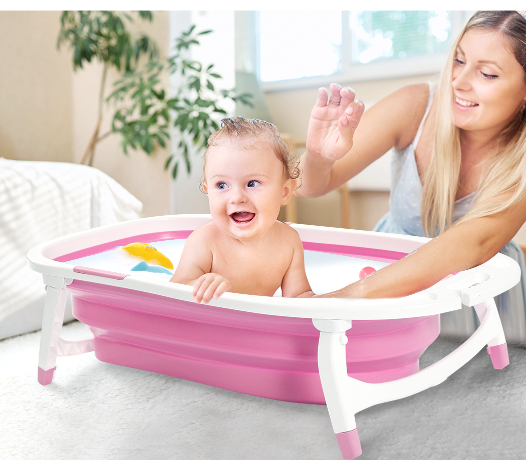Baby Bath Tub Infant Toddlers Foldable Bathtub Folding Safety Bathing