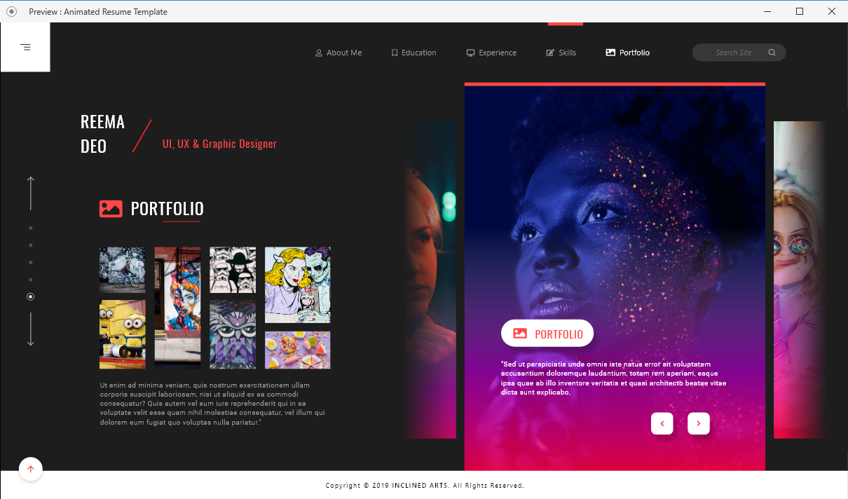 resume web xd template