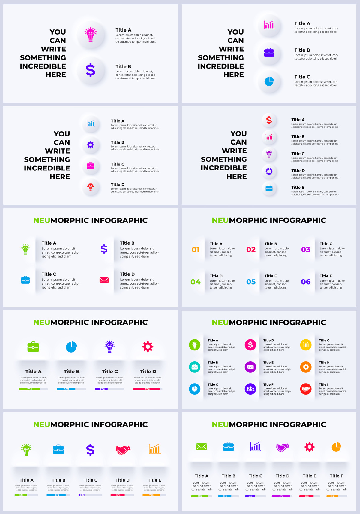 Neumorphic Infographics. Keynote Presentation - 12