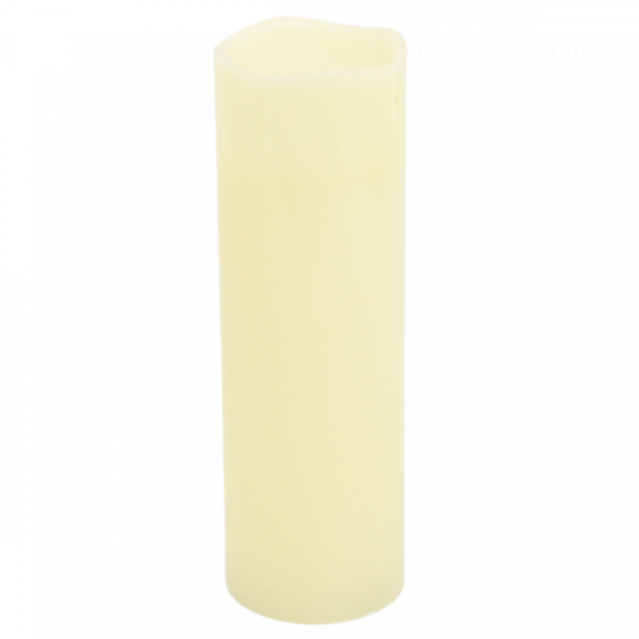 Vela artificial de cera blanco, 23xØ7.5cm, led