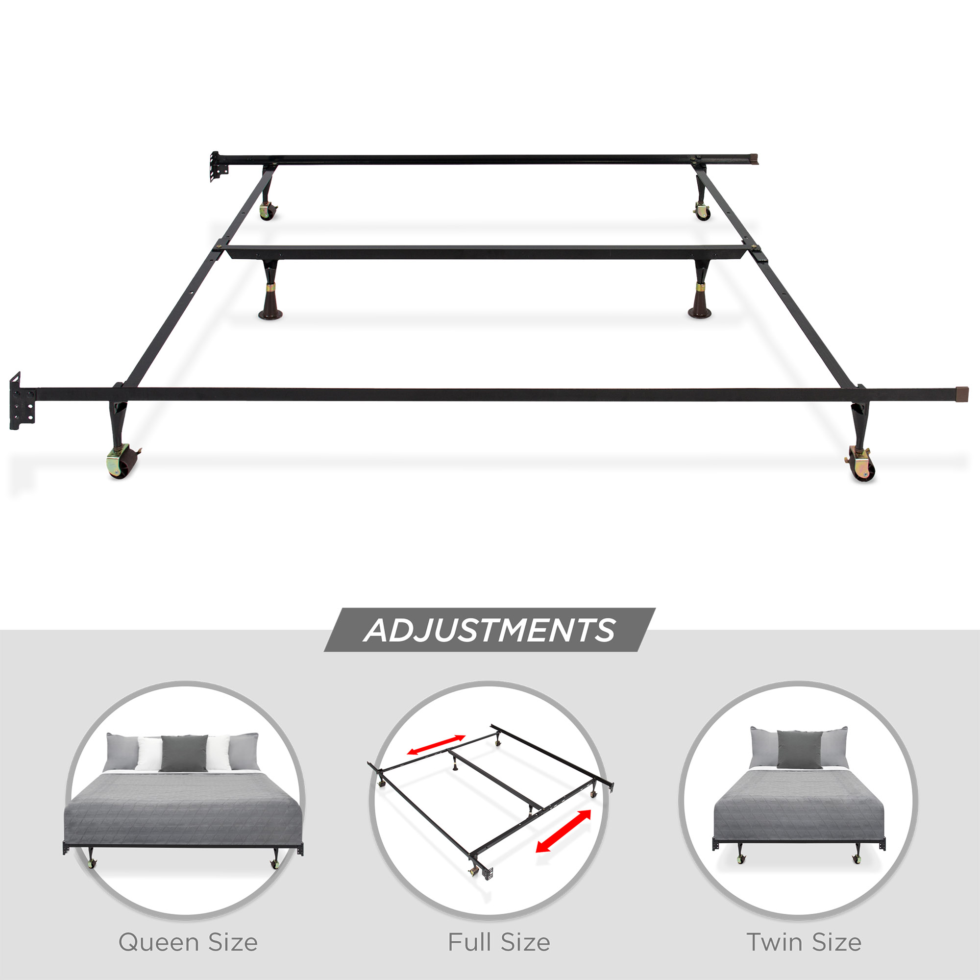 BCP Adjustable Metal Bed Frame w/ Locking Wheels 768421120799 eBay