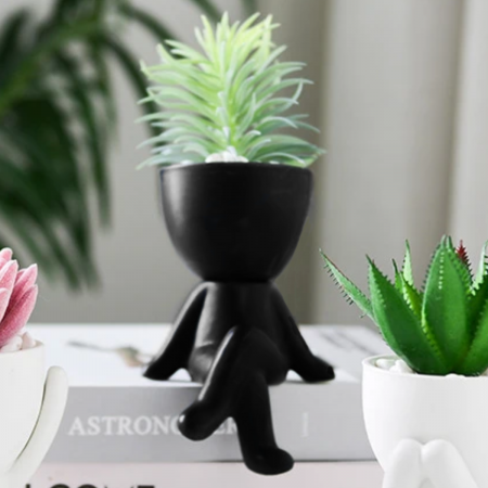 Maceta decorativa negro, 13.5cm, cerámica