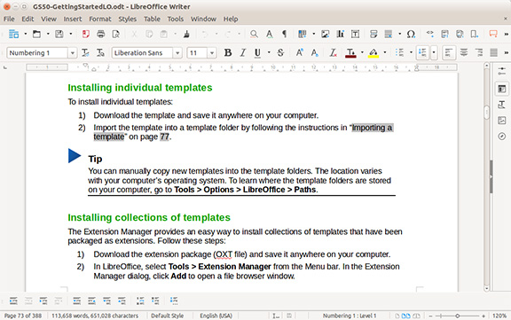 LibreOffice Writer wordprocess screenshot