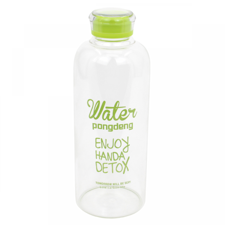 Botella de vidrio resistente al calor verde limón, 1 litro, borosilicato