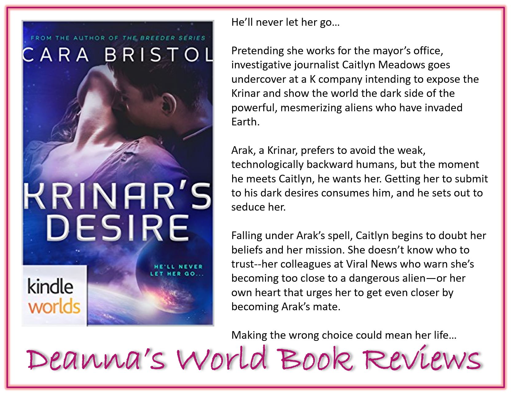Krinar's Desire by Cara Bristol blurb