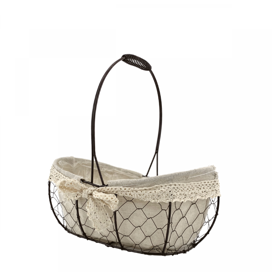 Canasta lino/hierro, 25.5cm