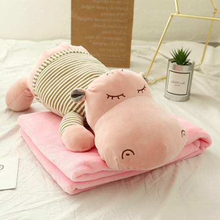 3 en 1 peluche, manta y almohada rosado, 57cm