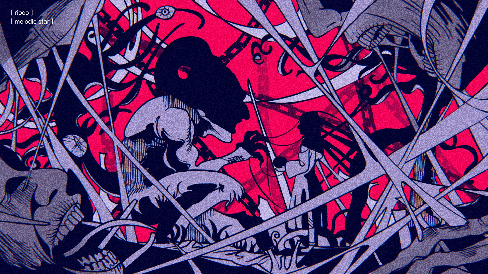 Wallpaper Attack On Titan 142 Shingeki no Kyojin, demon, horns, spiderwebs, digital art, pink background