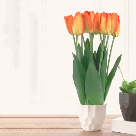 Bouquet artificial tulipanes, anaranjado, 38cm